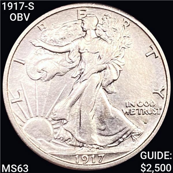 1917-S OBV Walking Liberty Half Dollar CHOICE BU