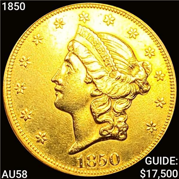 1850 $20 Gold Double Eagle CHOICE AU