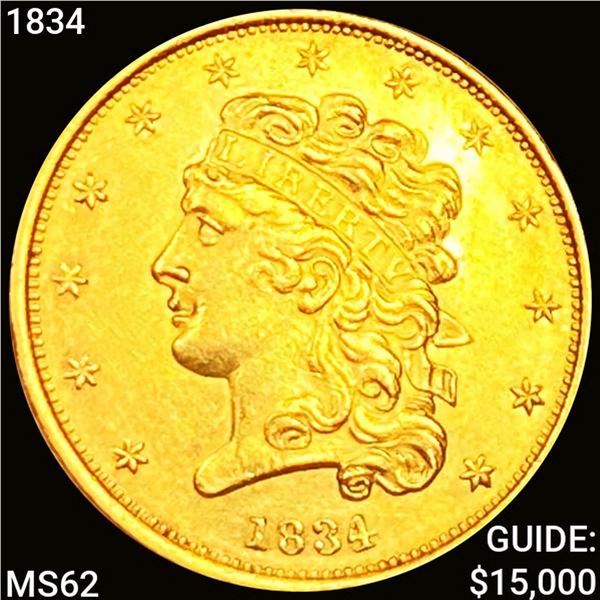 1834 $5 Gold Half Eagle UNCIRCULATED