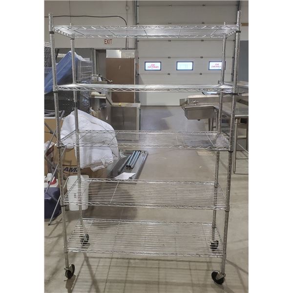 WIRE RACK SHELVING ON CASTORS