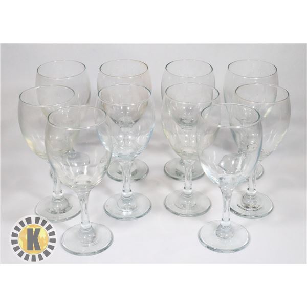 FLAT OF 10 MATCHING WINE GLASSES