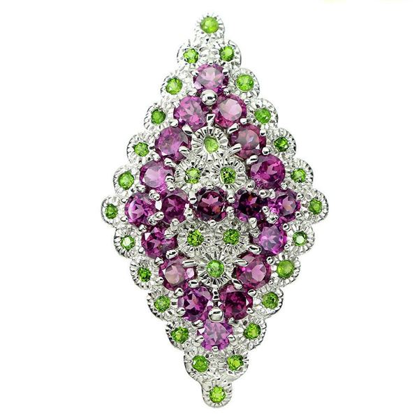 Natural  Rhodolite Garnet & Chrome Diopside Ring