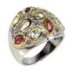 Image 2 : Natural Tourmaline Aquamarine Rhodolite Garnet Ring