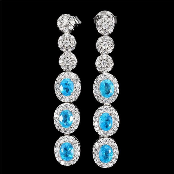 Natural Brazil Neon Blue Apatite Earrings