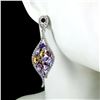 Image 2 : Natural Citrine Amethyst Rhodolite Garnet Earrings
