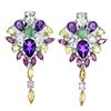 Image 2 : Natural Amethyst Citrine Emerald Peridot Earrings