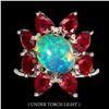 Image 1 : Natural Unheated Ethopian White Opal Ruby Ring