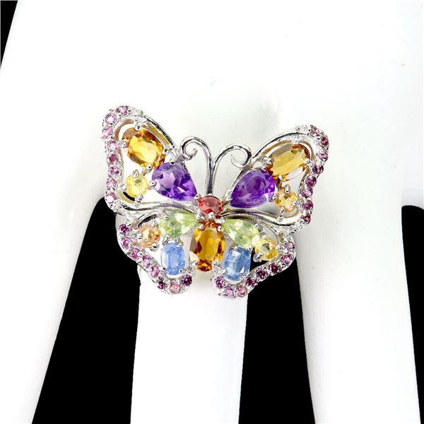 Natural  Citrine Amethyst Peridot Ring