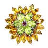 Image 1 : Natural Citrine Peridot Rhodolite Garnet Ring
