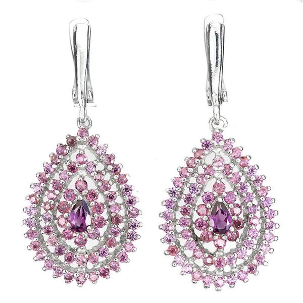 Natural Pink Rhodolite Garnet Earrings