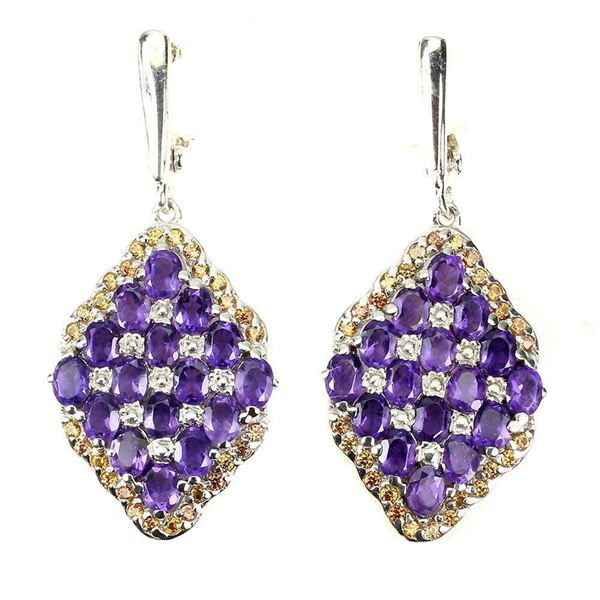 Natural Unheated  Amethyst Sapphire Earrings