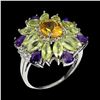 Image 3 : Natural Citrine  Amethyst Peridot Ring
