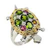 Image 2 : Natural Unheated Chrome Diopside &Sapphire Turtle Ring