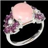 Image 2 : Natural Ethiopian Pink Opal Pearl Rhodolite Garnet  Ring