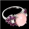 Image 3 : Natural Ethiopian Pink Opal Pearl Rhodolite Garnet  Ring