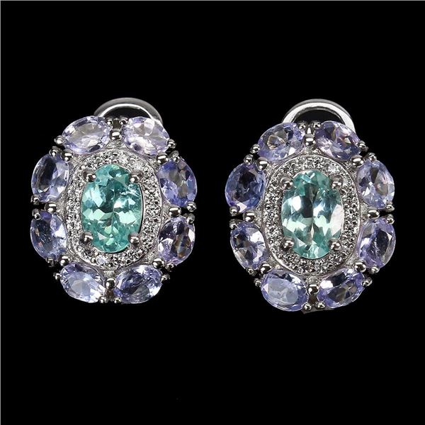 Natural Tanzanite & Apatite Earrings