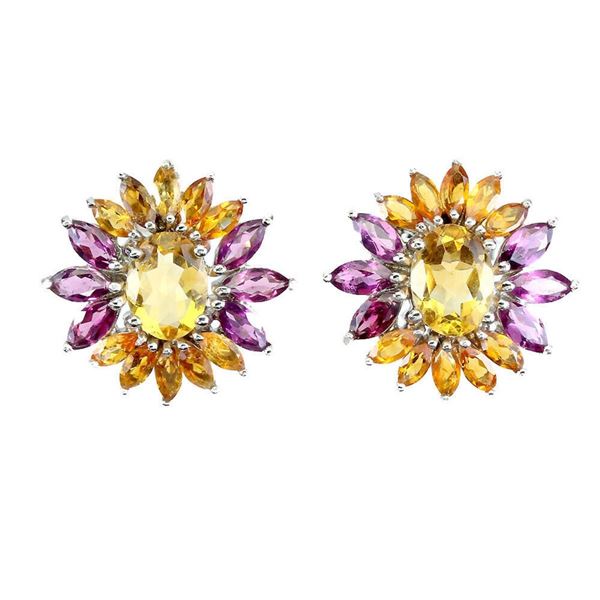 Natural Citrine & Rhodolite Garnet Earrings