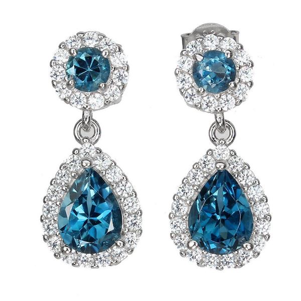 Natural London Blue Topaz Earrings