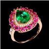 Image 1 : Natural Green Topaz & Pink Topaz Ring