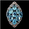 Image 1 : Natural Swiss Blue Topaz & Sapphire Ring