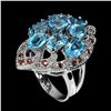 Image 2 : Natural Swiss Blue Topaz & Sapphire Ring