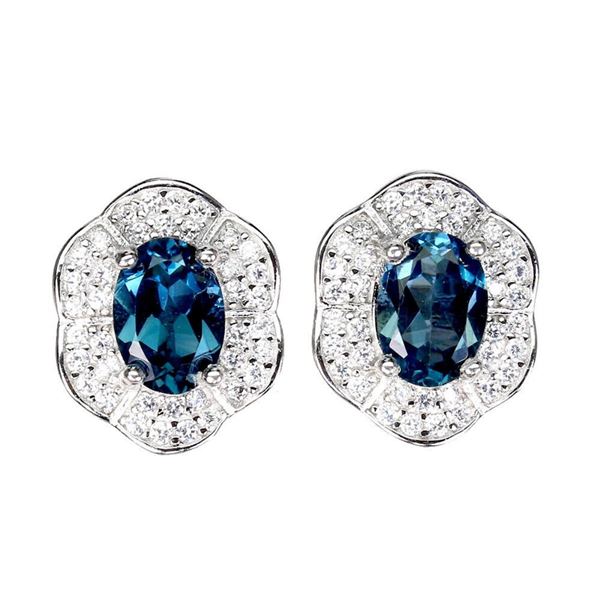 Natural  London Blue Topaz Earrings