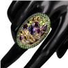 Image 3 : Natural Unheated Amethyst Citrine Rhodolite Cocktail Ring