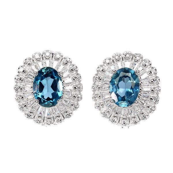 Natural London Blue Topaz Earrings