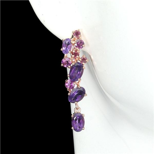 Natural Amethyst Rhodolite Garnet Earrings