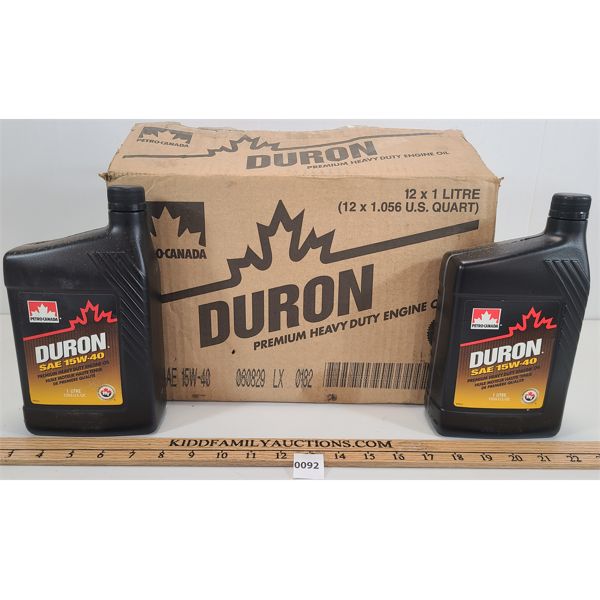 LOT OF 12 - DURON SAE 15W-40 1 LITRE OIL JUGS