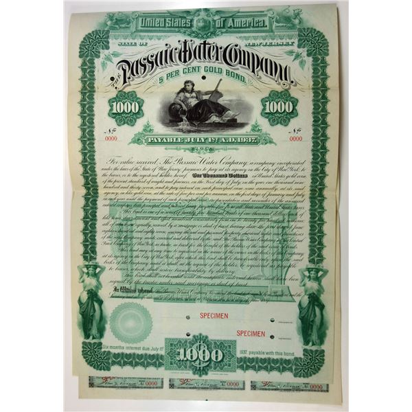 Passaic Water Co., 1887 Specimen Bond