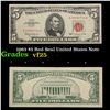1963 $5 Red Seal United States Note Grades vf+