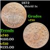 Image 1 : 1872 Shield Nickel 5c Grades vf++