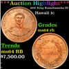 ***Auction Highlight*** 1847 King Kamehameha III Hawaii Cent 1c Graded ms64 rb BY SEGS (fc)