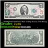 1976 $2 Federal Reserve Note 1st Day of Issue, with Stamp Grades Gem CU