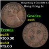1865 Hong Kong 1 Cent KM-4.1 Grades Choice AU
