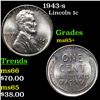 1943-s Lincoln Cent 1c Grades GEM+ Unc