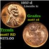 1957-d Lincoln Cent 1c Grades GEM++ Unc RD