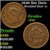 Image 1 : 1846 Sm Date Braided Hair Large Cent 1c Grades vf++