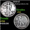 Image 1 : 1919-d Walking Liberty Half Dollar 50c Grades vf, very fine