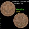 1893 Austria 1 Heller KM-2800 Grades xf+