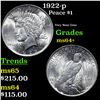 1922-p Peace Dollar $1 Grades Choice+ Unc