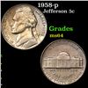 Image 1 : 1958-p Jefferson Nickel 5c Grades Choice Unc