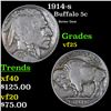 1914-s Buffalo Nickel 5c Grades vf+