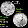 Image 1 : 1924-p Peace Dollar $1 Grades Choice+ Unc