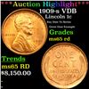Image 1 : ***Auction Highlight*** 1909-s VDB Lincoln Cent 1c Graded ms65 rd BY SEGS (fc)