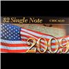 Image 2 : 2003A $2 Federal Reserve Note, Uncirculated 2009 BEP Folio Issue (Chicago, IL) Grades Gem CU