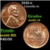 Image 1 : 1941-s Lincoln Cent 1c Grades GEM+ Unc RD