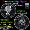 Image 1 : ***Auction Highlight*** 1964 Canada Dollar $1 Graded ms67+ dmpl By SEGS (fc)
