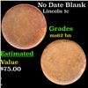 Image 1 : No Date Blank Planchet Lincoln Cent Mint Error 1c Grades Select Unc BN